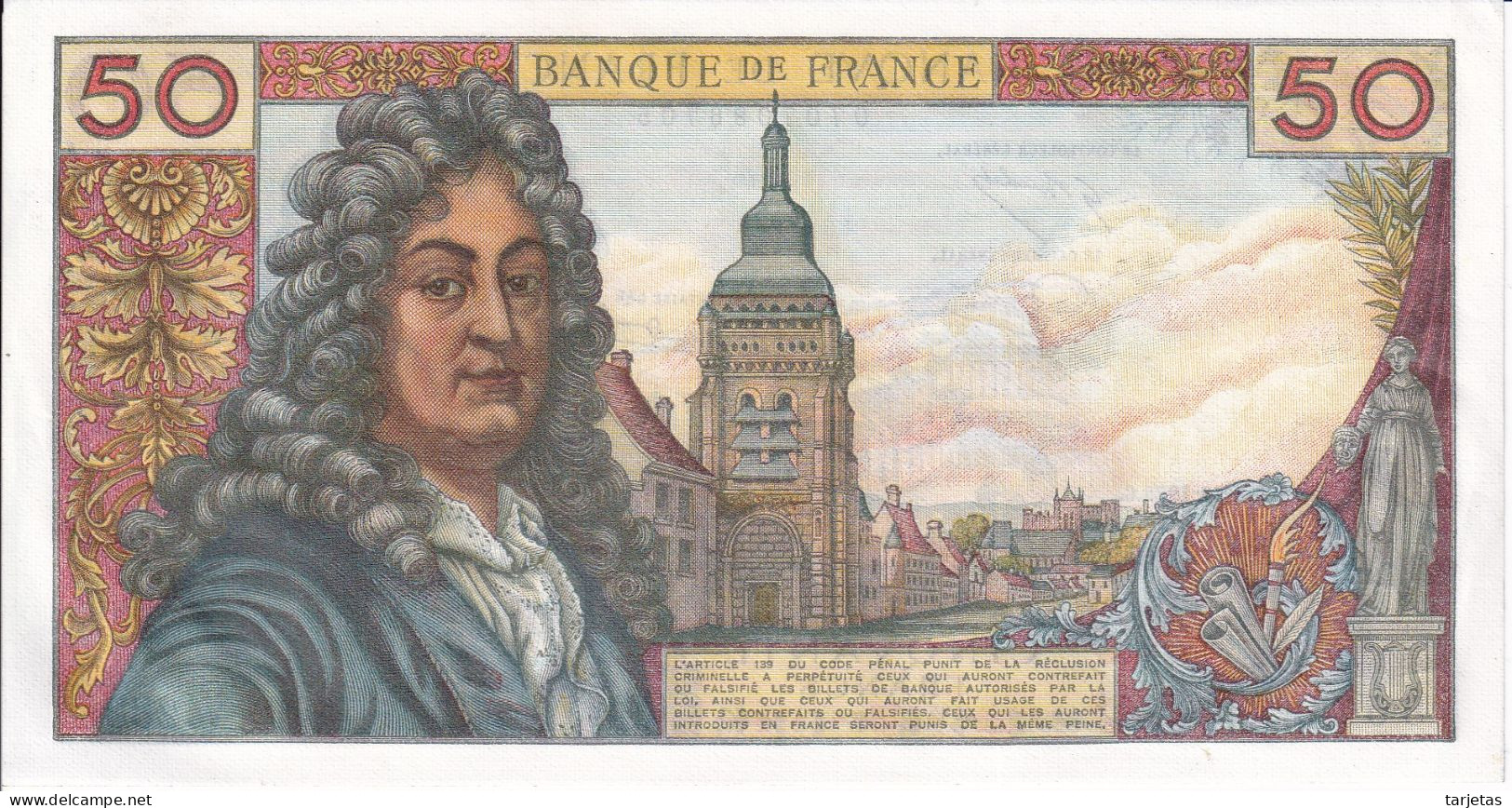 BILLETE DE FRANCIA DE 50 FRANCS DEL 2-10-1975 EN CALIDAD EBC (XF)  (BANKNOTE) RACINE - 50 F 1962-1976 ''Racine''