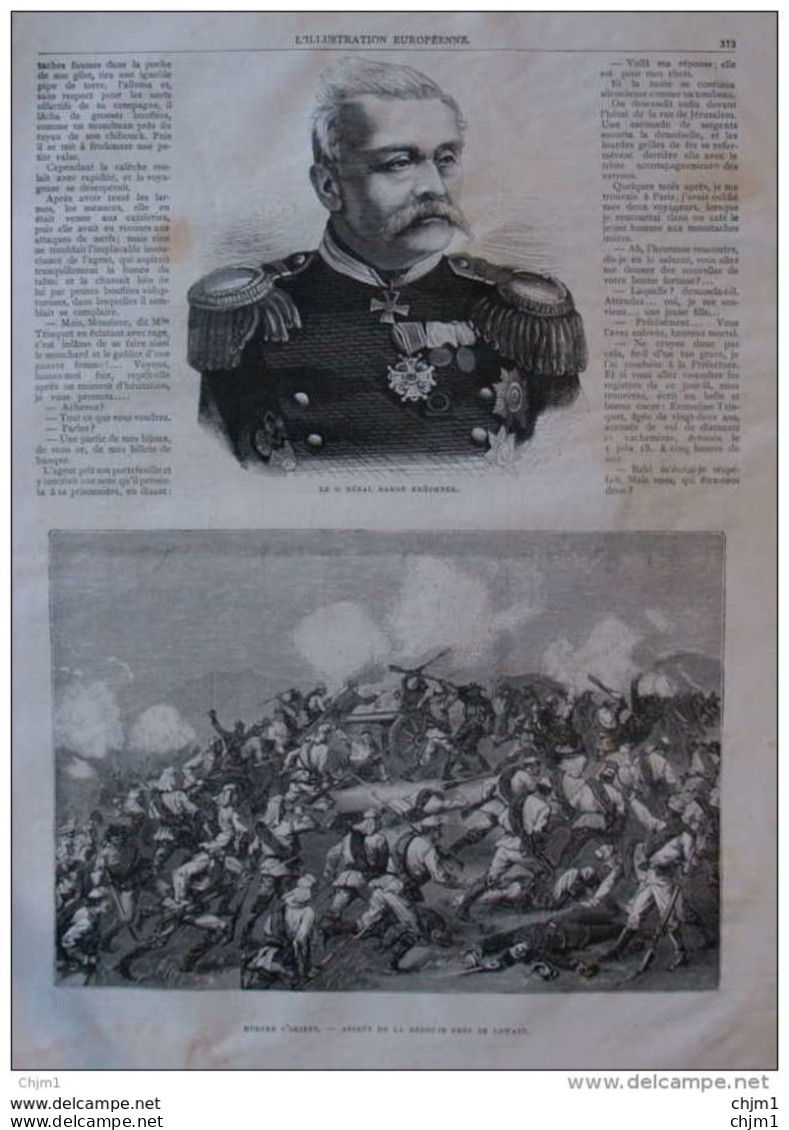 Géneral Baron Krüdener - Guerre D'Orient, Assaut De La Redoute Prés De Lowatz - Page Original 1877 - Historische Dokumente