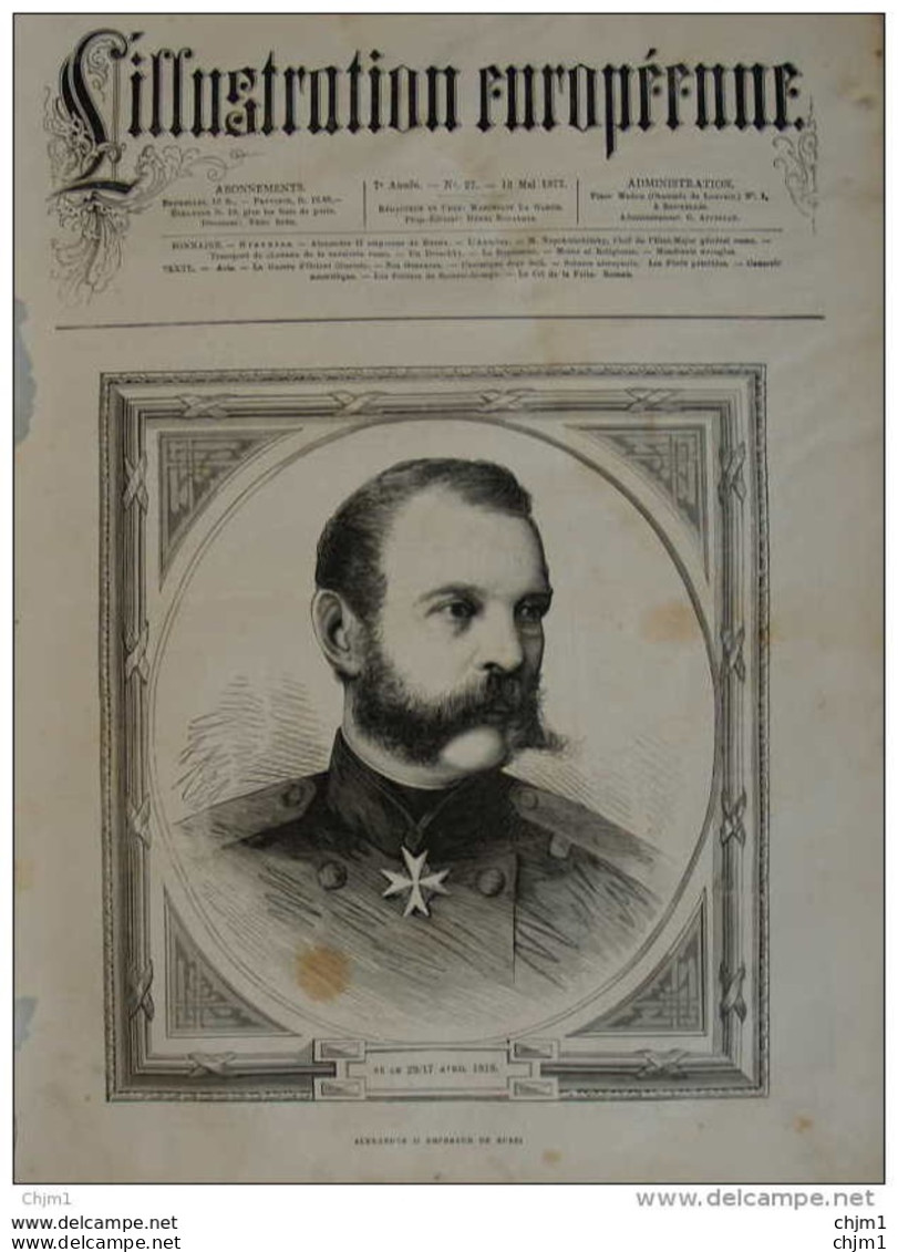 Alexandre II, Empereur De Russie - Page Original 1877 - Historische Dokumente