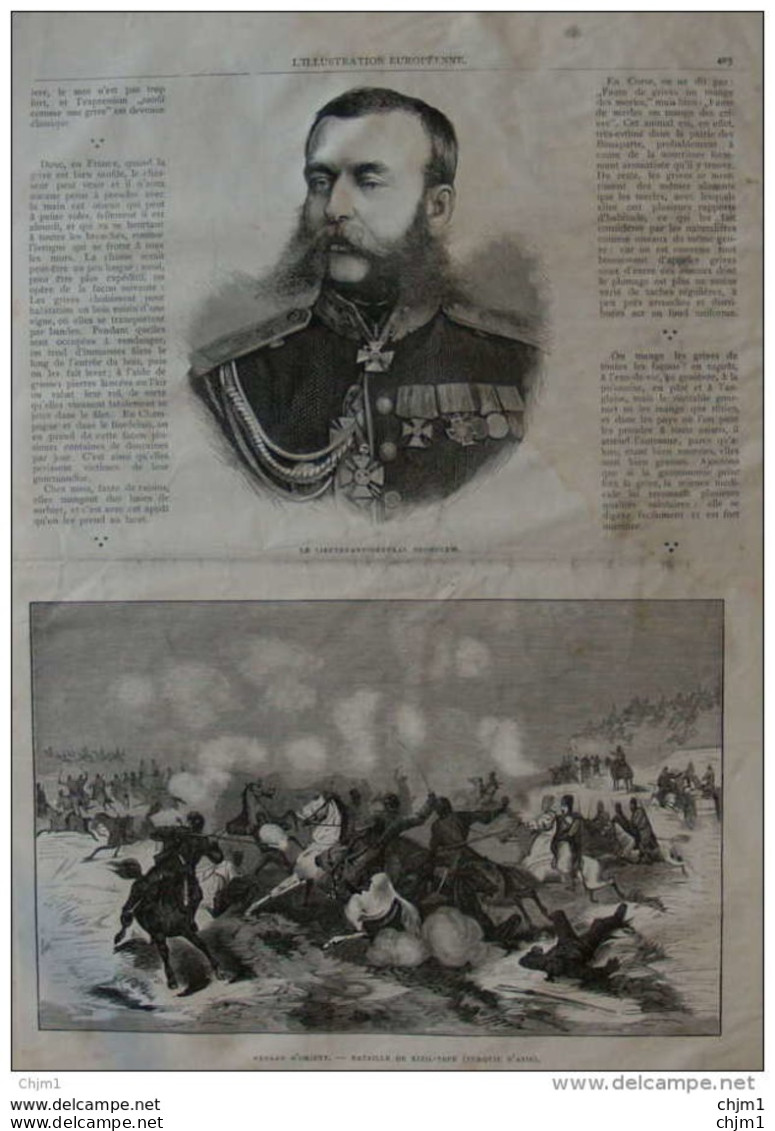 Lieutenant-général Skobelew - Guerre D'Orient, Bataille De Kizil-Tepe - Page Original 1877 - Historische Dokumente