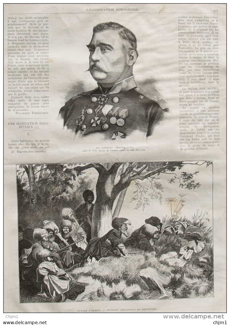 Le Général Tergukasoff - Page Original 1877 - Historische Dokumente