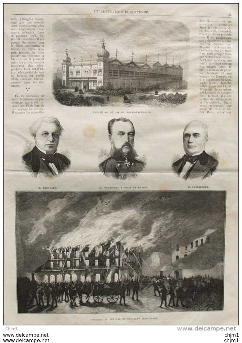 Exposition Du Cap De Bonne-Espérance - Grand-Duc Nicolas De Russie - M. Chesnelong - Page Original 1877 - Historische Dokumente