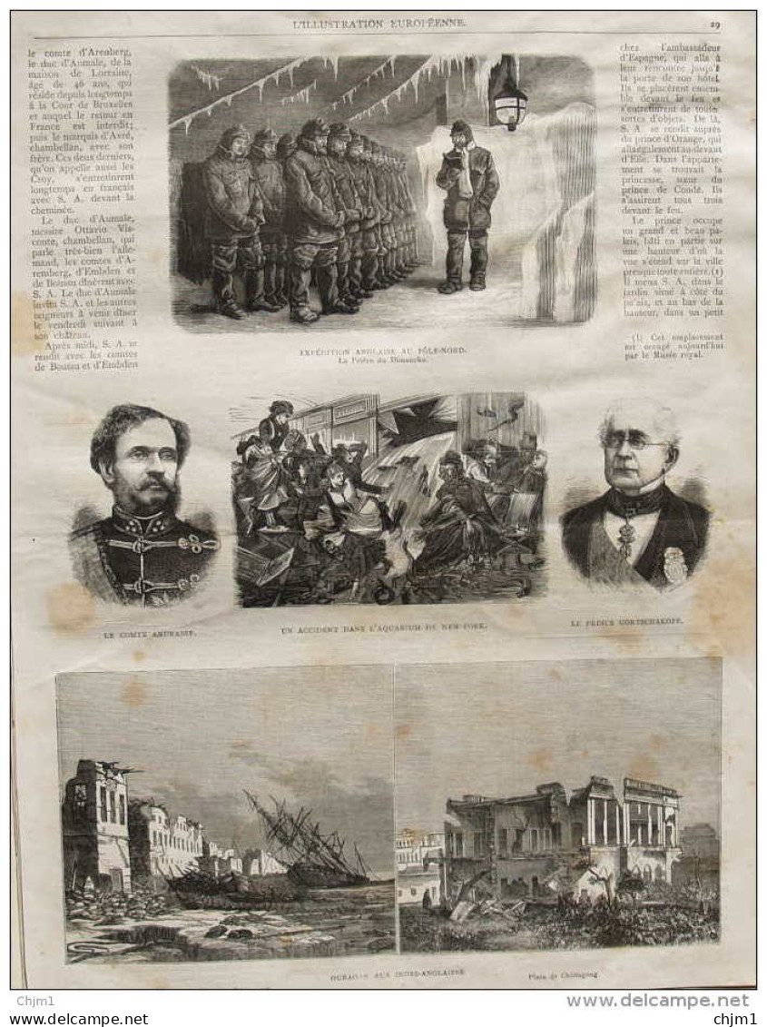 Le Comte Andrassy - Un Accident Dans L'aquarium De New-York - Prince Gortschakoff - Page Original 1877 - Historische Dokumente