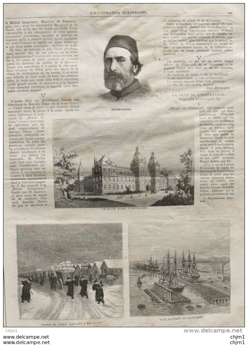 Edhem-Pacha - Le Futur Muée D'Amsterdam - Convoi Des Vivres Arrivant à Kischeneff - Page Original 1877 - Historische Dokumente