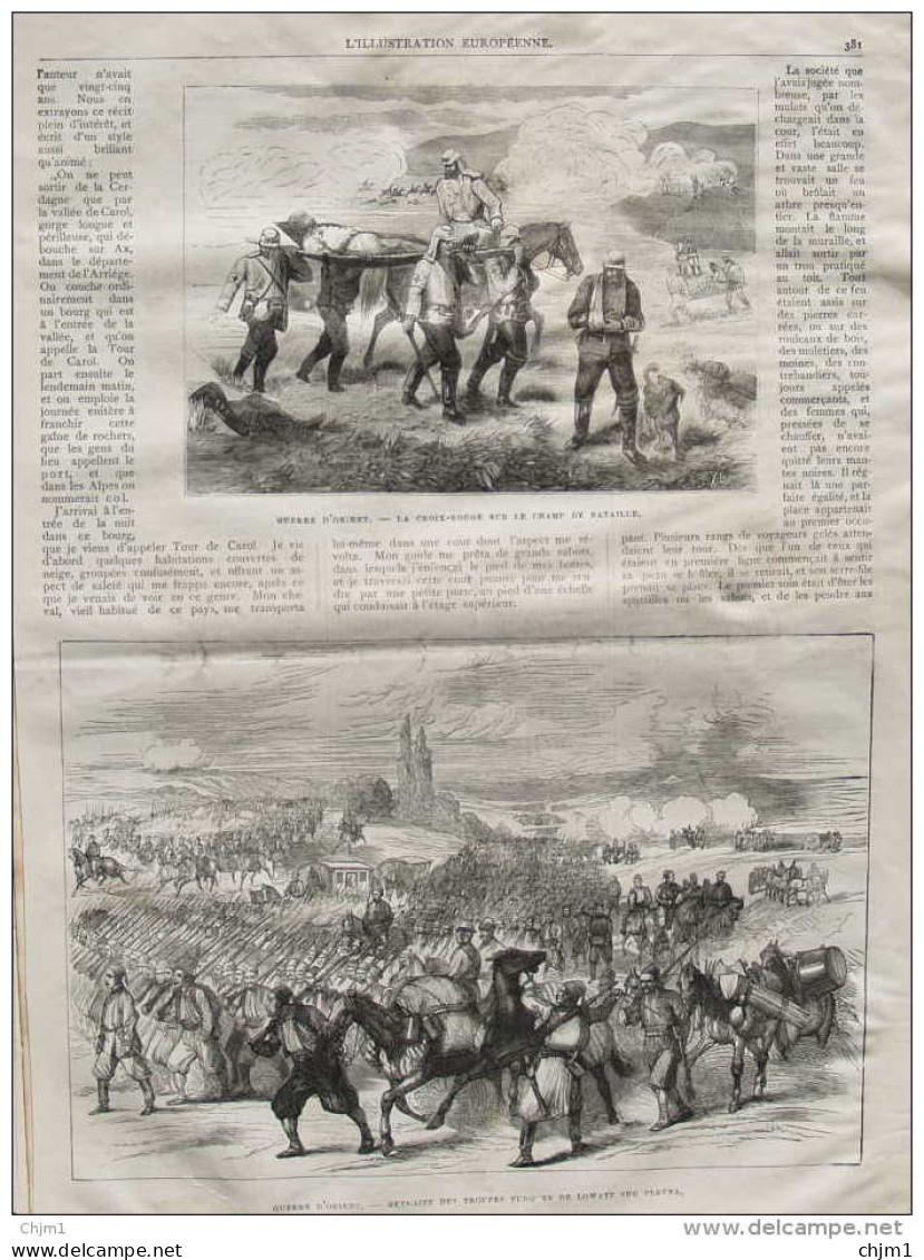 Guerre D'Orient - Retraite Des Troupes De Lowatz Sur Plevna - Page Original 1877 - Historische Dokumente