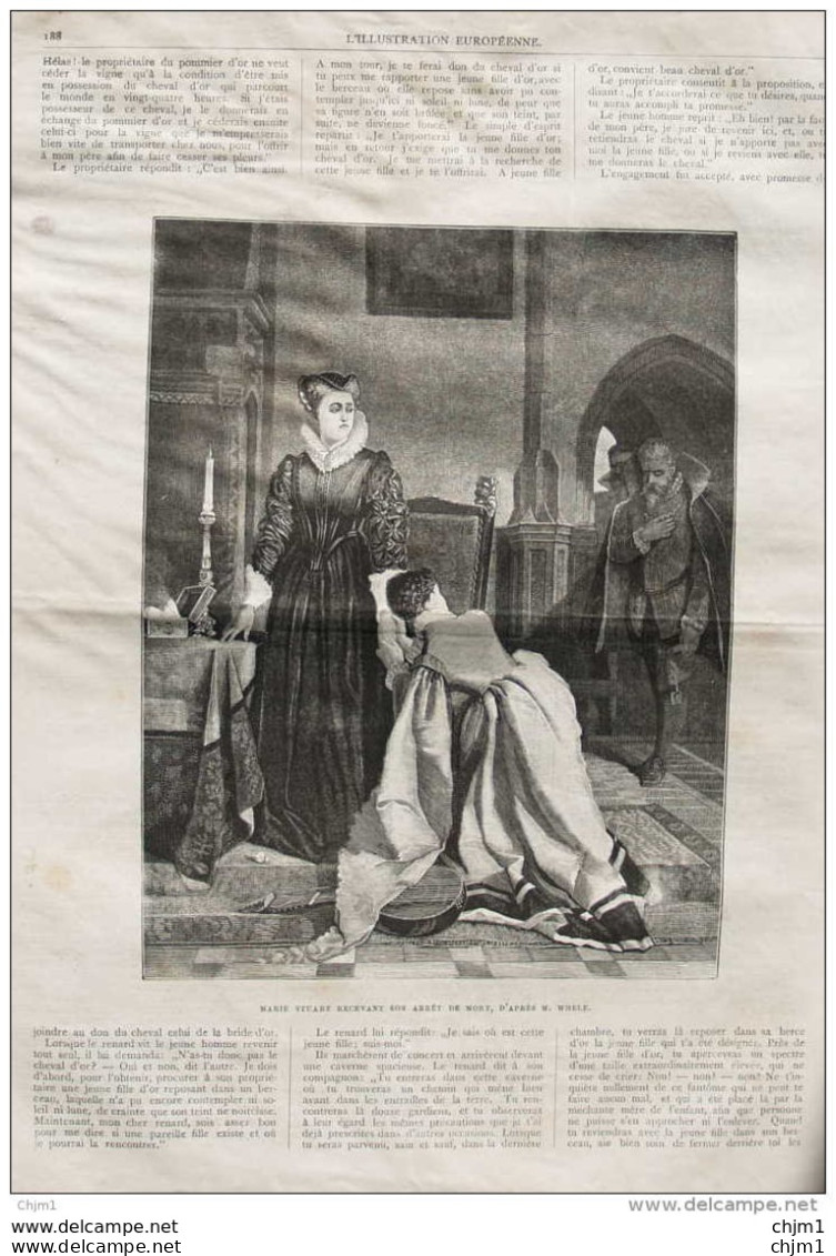 Marie Stuart Recevant Son Arrêt De Mort - Page Original 1877 - Historische Dokumente