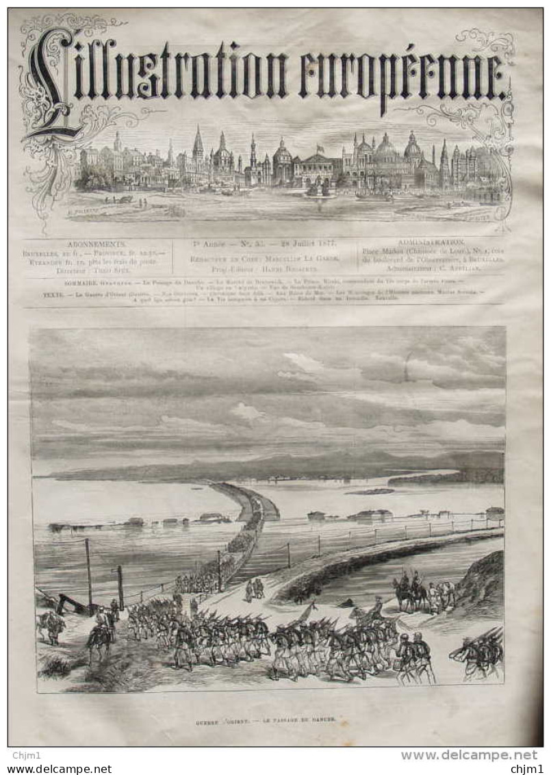 Guerre D'Orient - Le Passage Du Danube - Page Original 1877 - Historische Dokumente