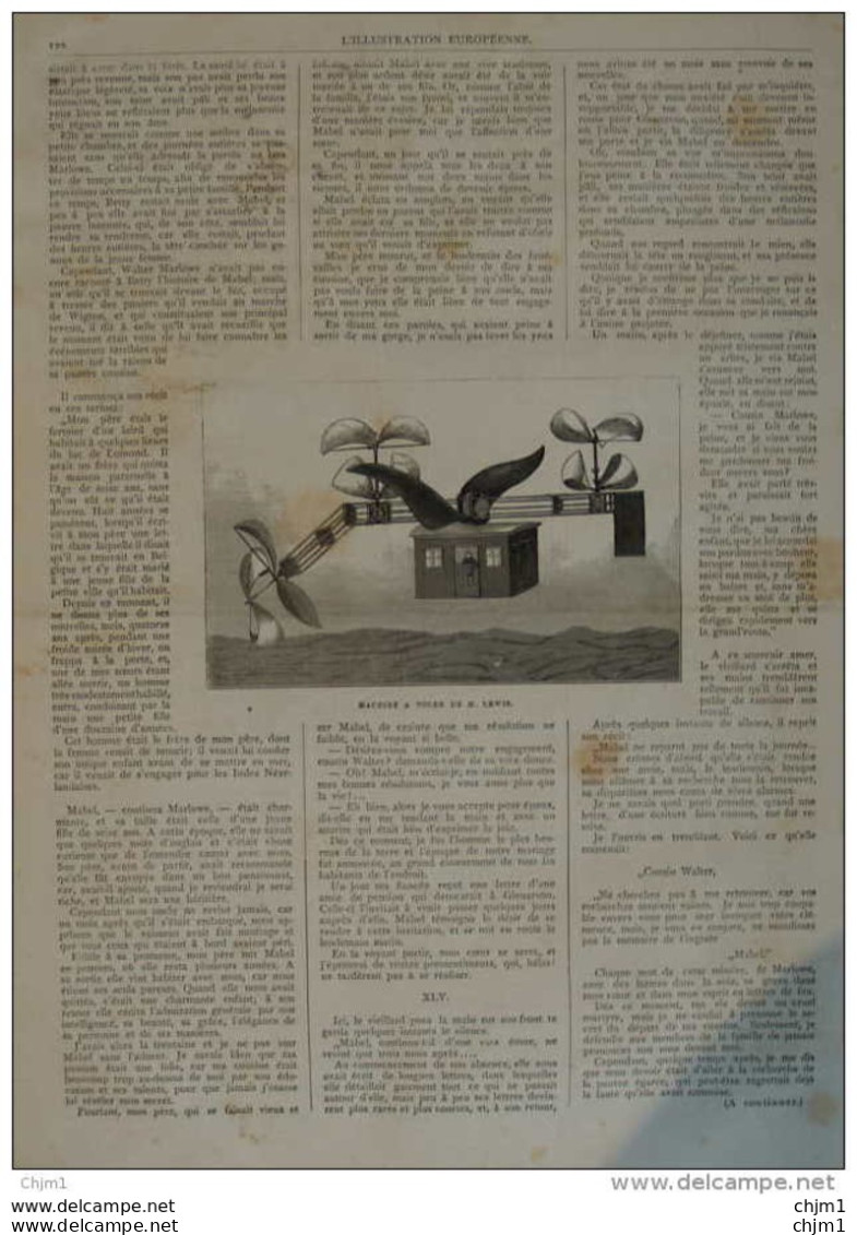 Machine à Voler De M. Lewis - Page Original 1877 - Historische Dokumente