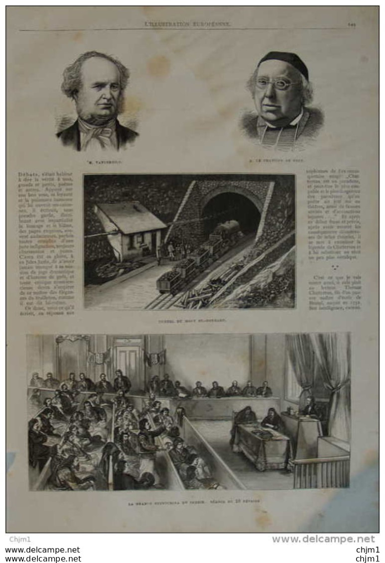 La Grande Skuptchina De Serbie - Tunnel Du Mont Saint-Gothard - La Chanoine De Smet - Page Original 1877 - Historische Dokumente