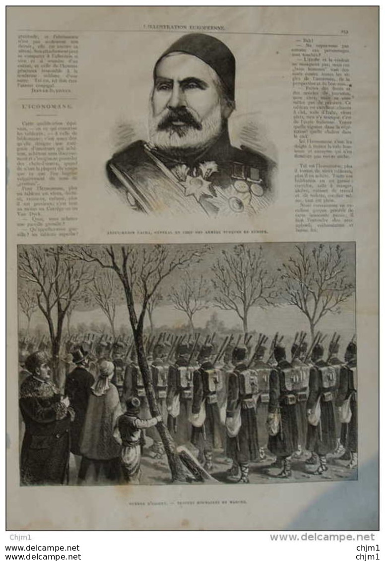 Abdul-Kerim Pacha, Général En Chef Des Armées Turques - Troupes Roumaines En Marche - Page Original 1877 - Historische Dokumente