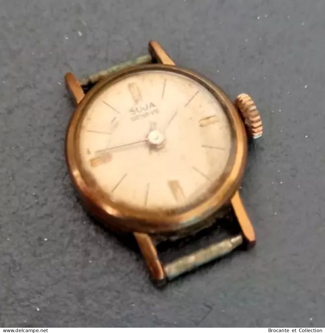 Montre Vintage En Métal Doré Années 50 - Horloge: Antiek