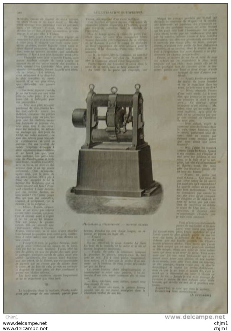L'éclairage à L'éctricité - Machine Gramme - Page Original 1877 - Historische Dokumente