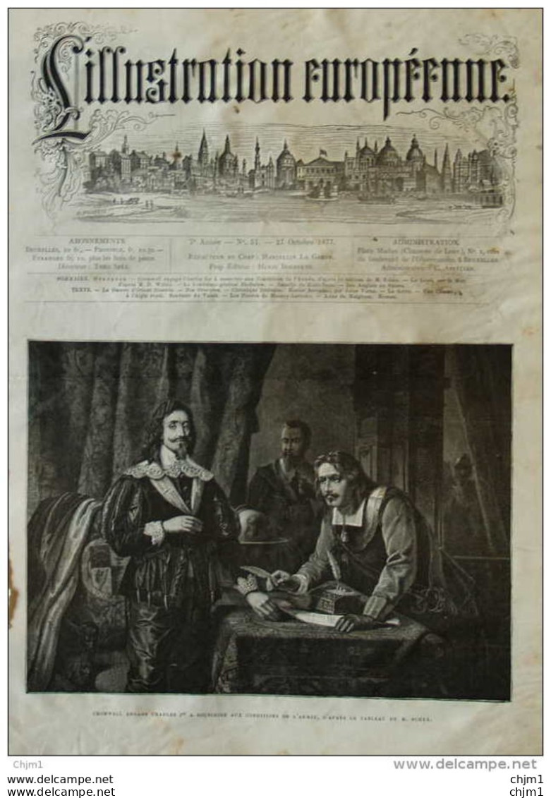 Cromwell Engage Charles I (roi D'Angleterre) à Souscrire Aux Conditions De L'armée - Page Original 1877 - Documents Historiques