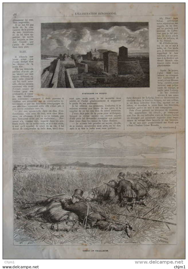 Forteresse De Widdin - Combat Des Tirailleurs - Page Original 1877 - Historische Dokumente