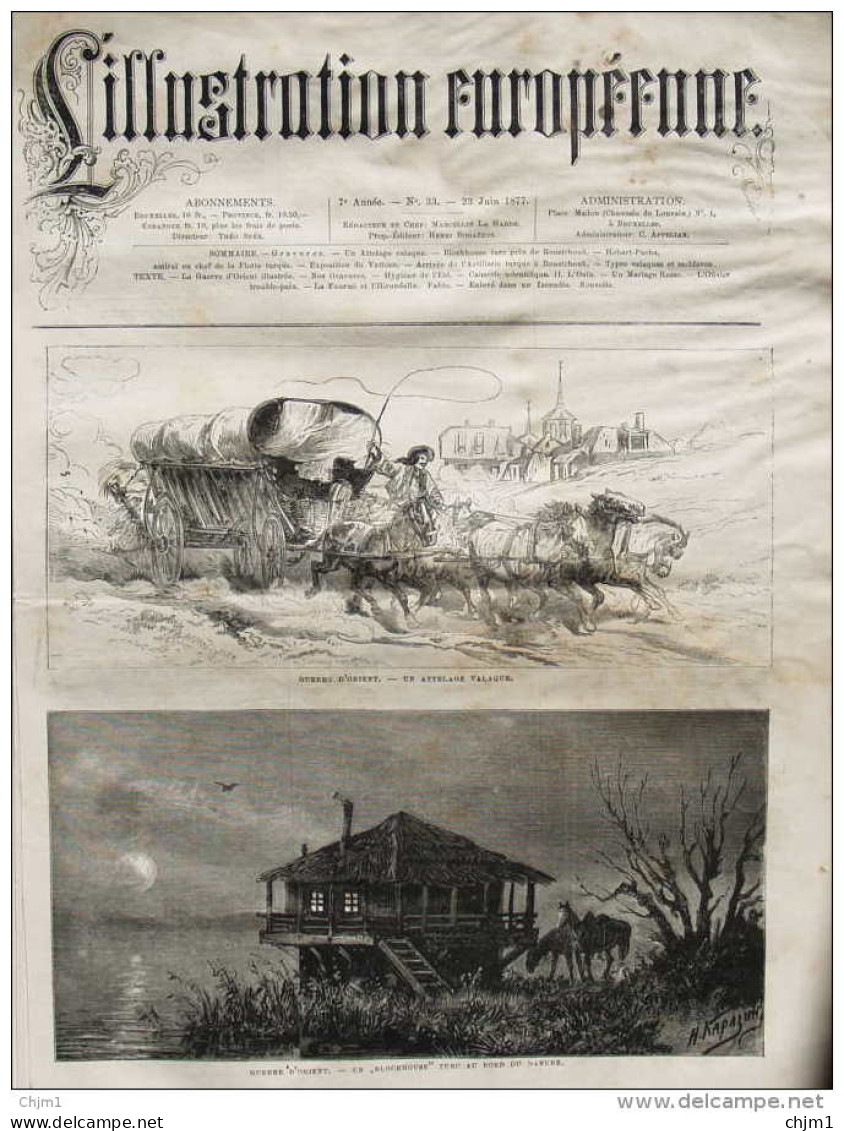 Guerre D'Orient - Un Blockhouse Turc Au Bord Du Danube - Page Original 1877 - Historische Dokumente