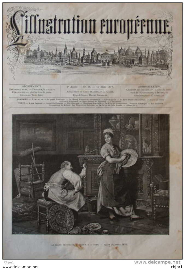 Le Grand Nettoyage, D'après M. E. J. Boks, Salon D'Anvers - Page Original 1877 - Historische Dokumente