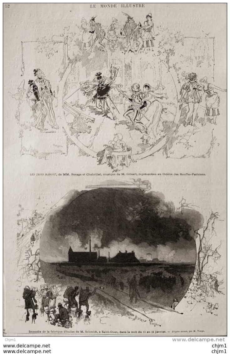 Incendie De La Fabrique D'huiles De M. Schmidt à Saint-Ouen - Page Original - 1877 - Historische Dokumente