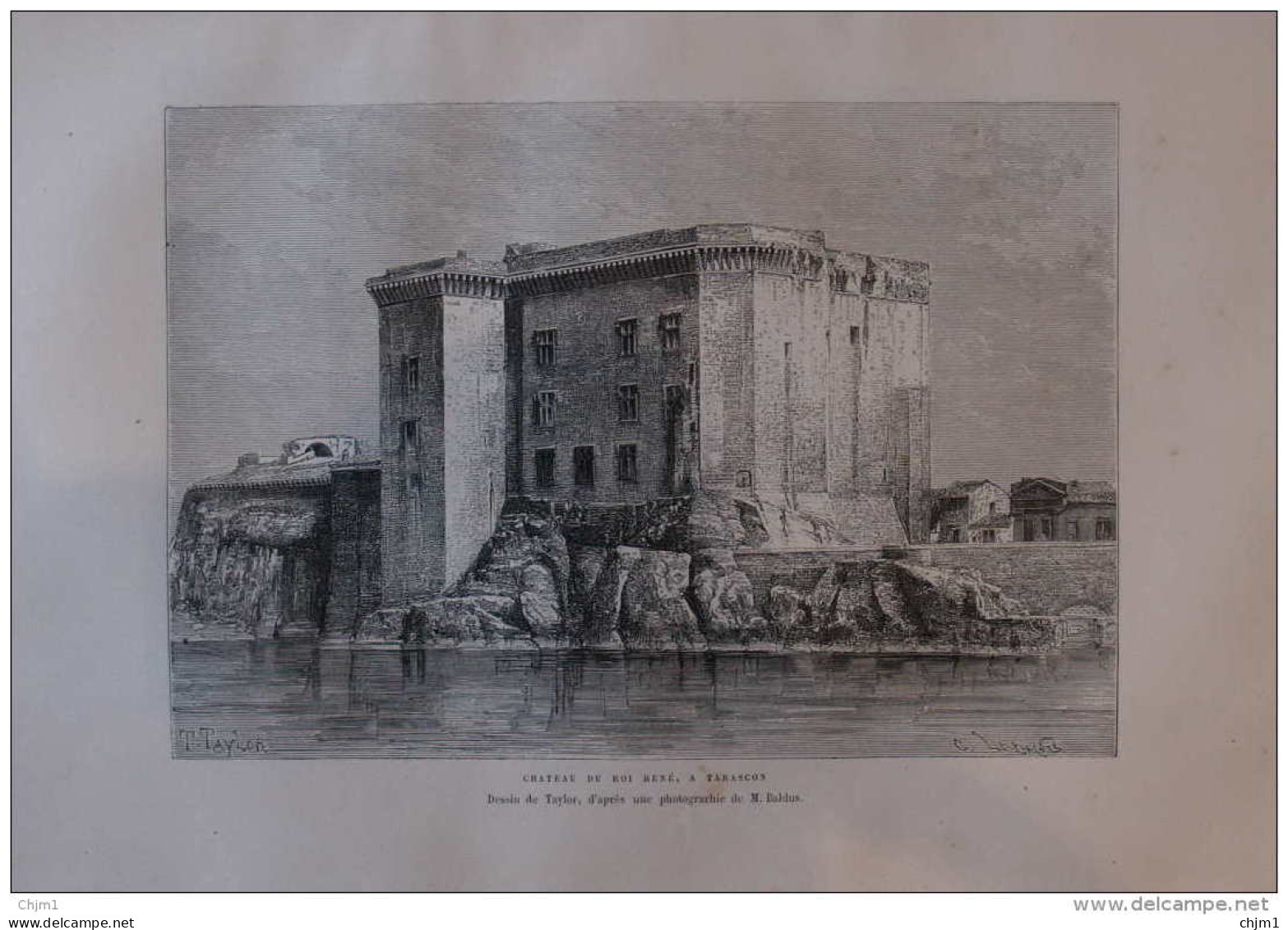 Château Du Roi René, à Tarascon - Dessin De Taylor -  Page Original 1877 - Historische Dokumente