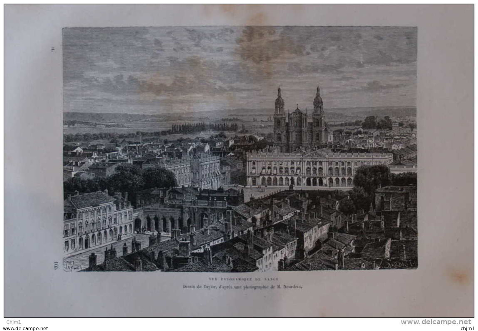 Vue Panoramique De Nancy - Dessin De Taylor - Page Original 1877 - Historical Documents