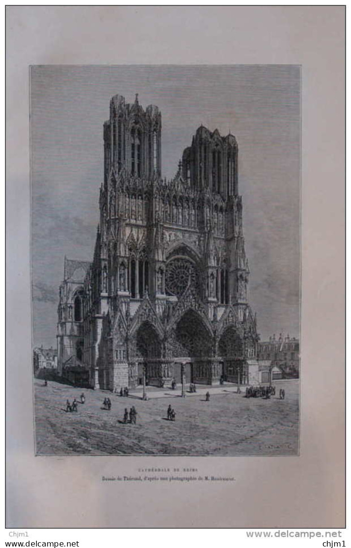 Cathédrale De Reims -  Page Original 1877 - Historical Documents