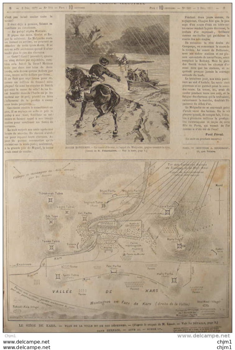 Le Siége De Kars - Plan De La Ville Et De Ses Défenses -  Page Original - 1877 - Historical Documents