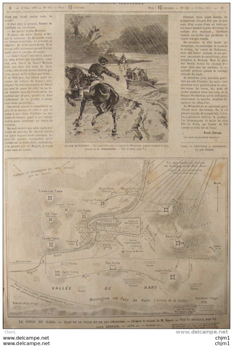 Le Siége De Kars - Plan De La Ville Et De Ses Défenses -  Page Original - 1877 - Documenti Storici