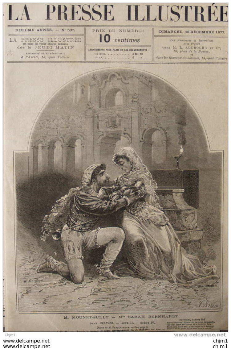 M. Mounet-Sully - Mlle Sarah Bernhardt -  Page Original - 1877 - Documenti Storici