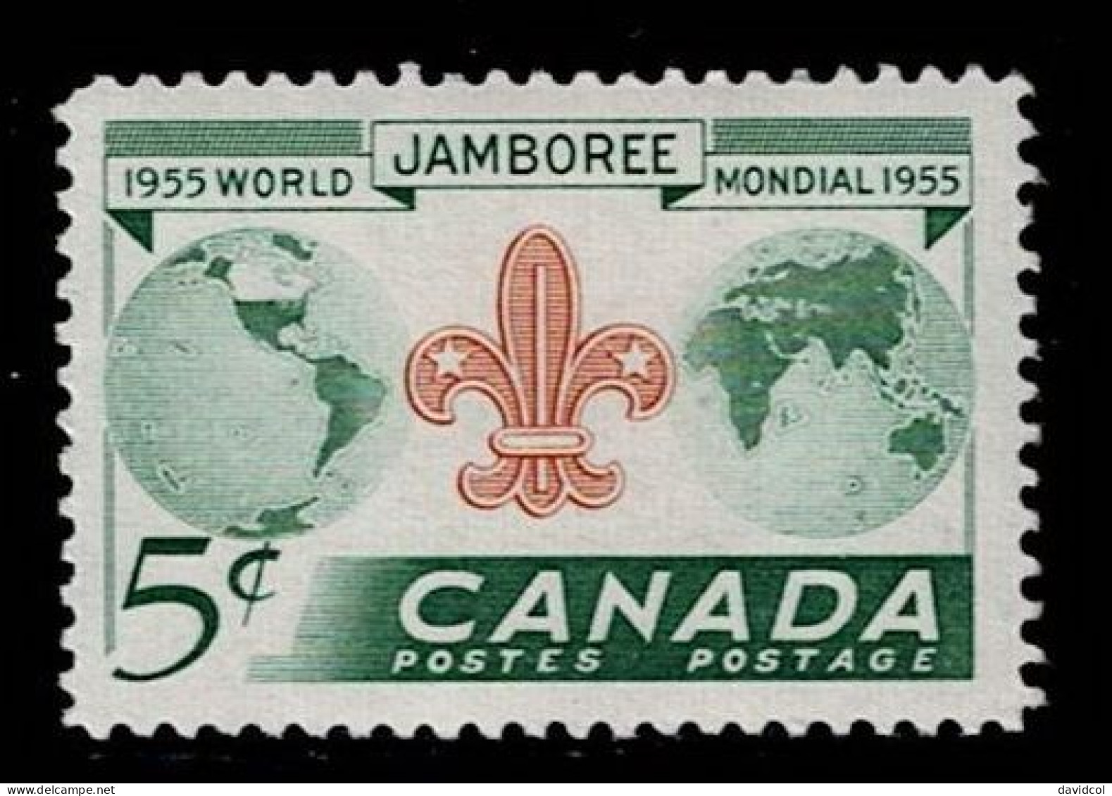 CAN-01- CANADA - 1955 - MNH -SCOUTS- GLOBE AND SCOUT EMBLEM - Ongebruikt