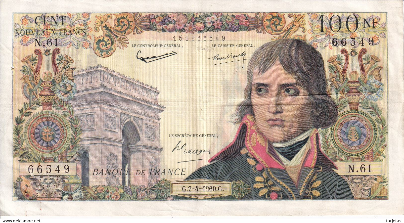 BILLETE DE FRANCIA DE 100 FRANCS DEL 7-4-1960 (BANKNOTE) NAPOLEON BONAPARTE - 100 NF 1959-1964 ''Bonaparte''