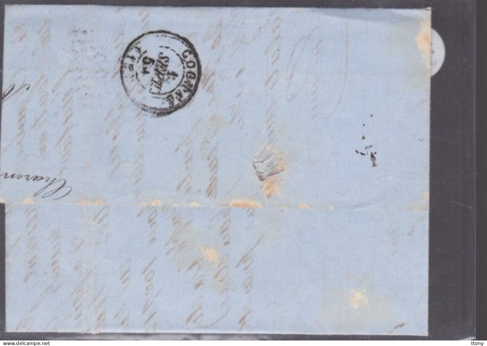 2 Timbres  Napoléon III   N° 14  20 C Bleu   Sur Lettre   1859   Destination Cognac - 1853-1860 Napoleone III