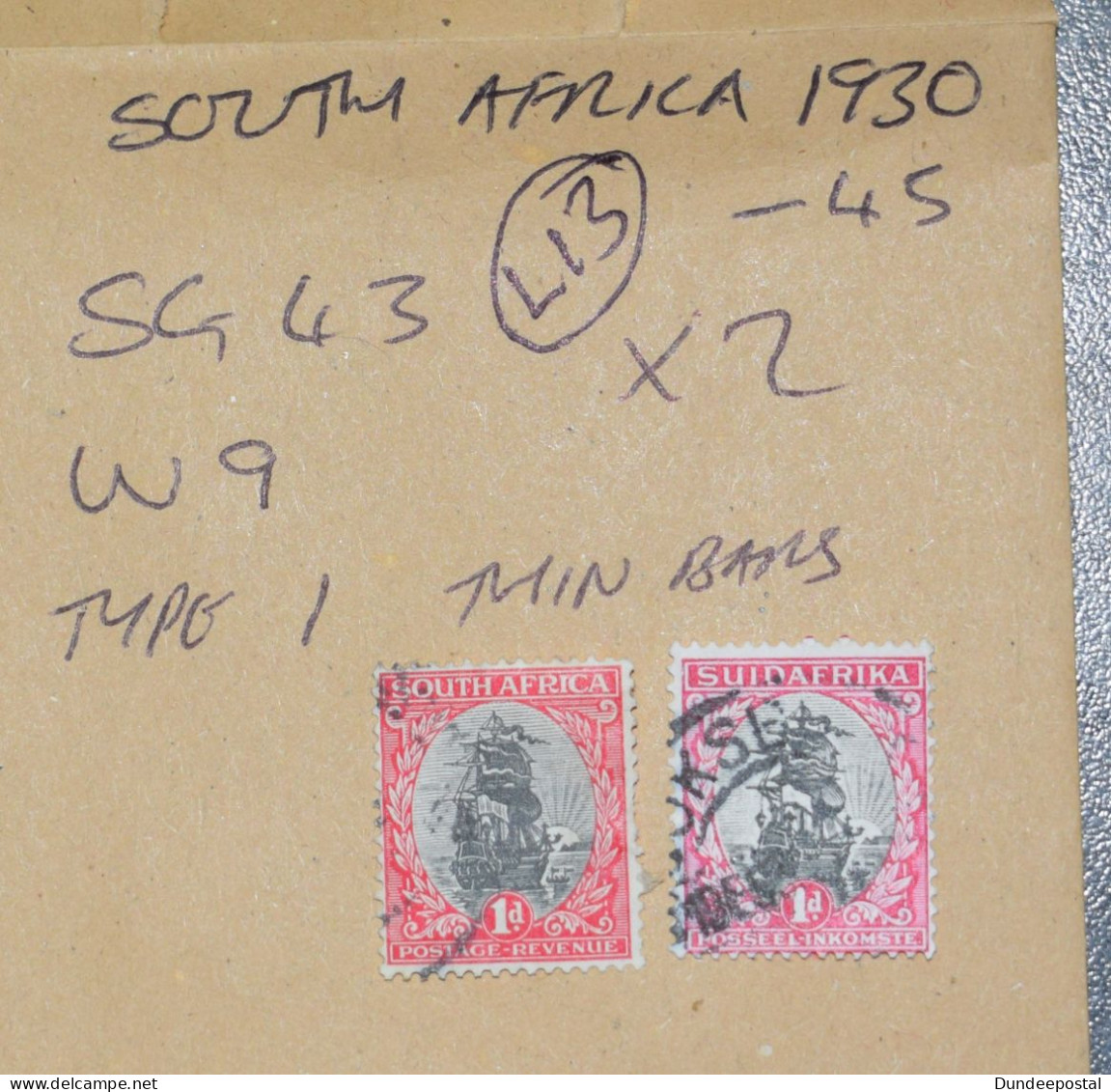 SOUTH AFRICA  STAMPS Drommedaris Ship 1d  1927  L13  ~~L@@K~~ - Oblitérés