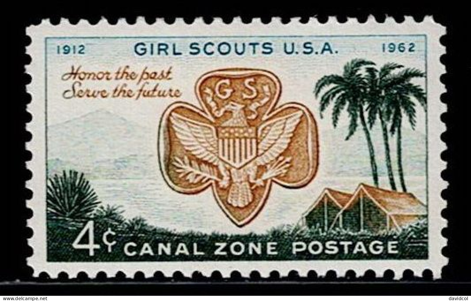 CAZ-02- CANAL ZONE - 1962 - MNH -SCOUTS- GIRL SCOUT BADGE AND CAMP AT GATUN GATE - Zona Del Canale / Canal Zone