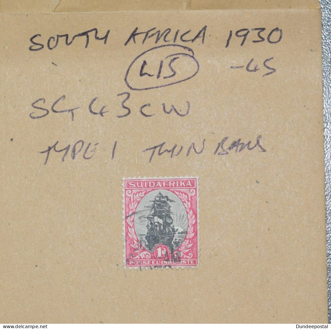 SOUTH AFRICA   STAMPS Drommedaris Ship 1d  1930  L15  ~~L@@K~~ - Gebraucht