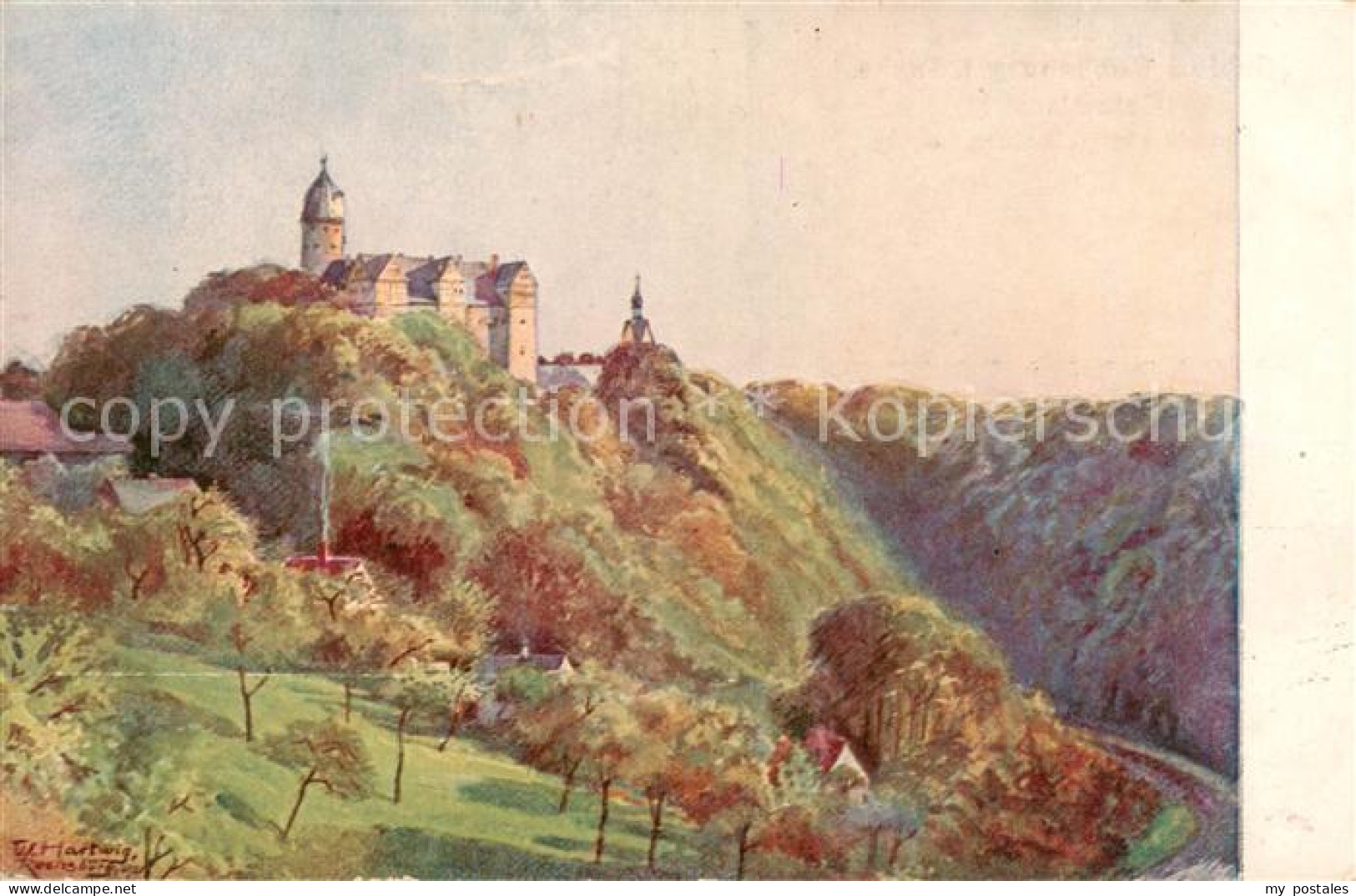 73823213 Rochsburg Lunzenau Schloss Rochsburg Aquarell Von W. Hartwig Kuenstlerk - Lunzenau