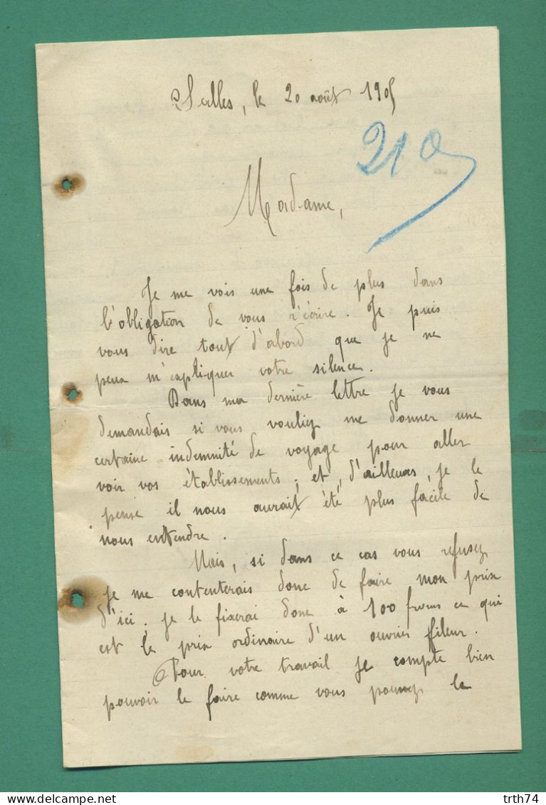 79 Salles Par Pamproux ( Entre Niort Et Saint Maixent L' Ecole )  Lot De Deux Lettres De 1905 - Otros & Sin Clasificación