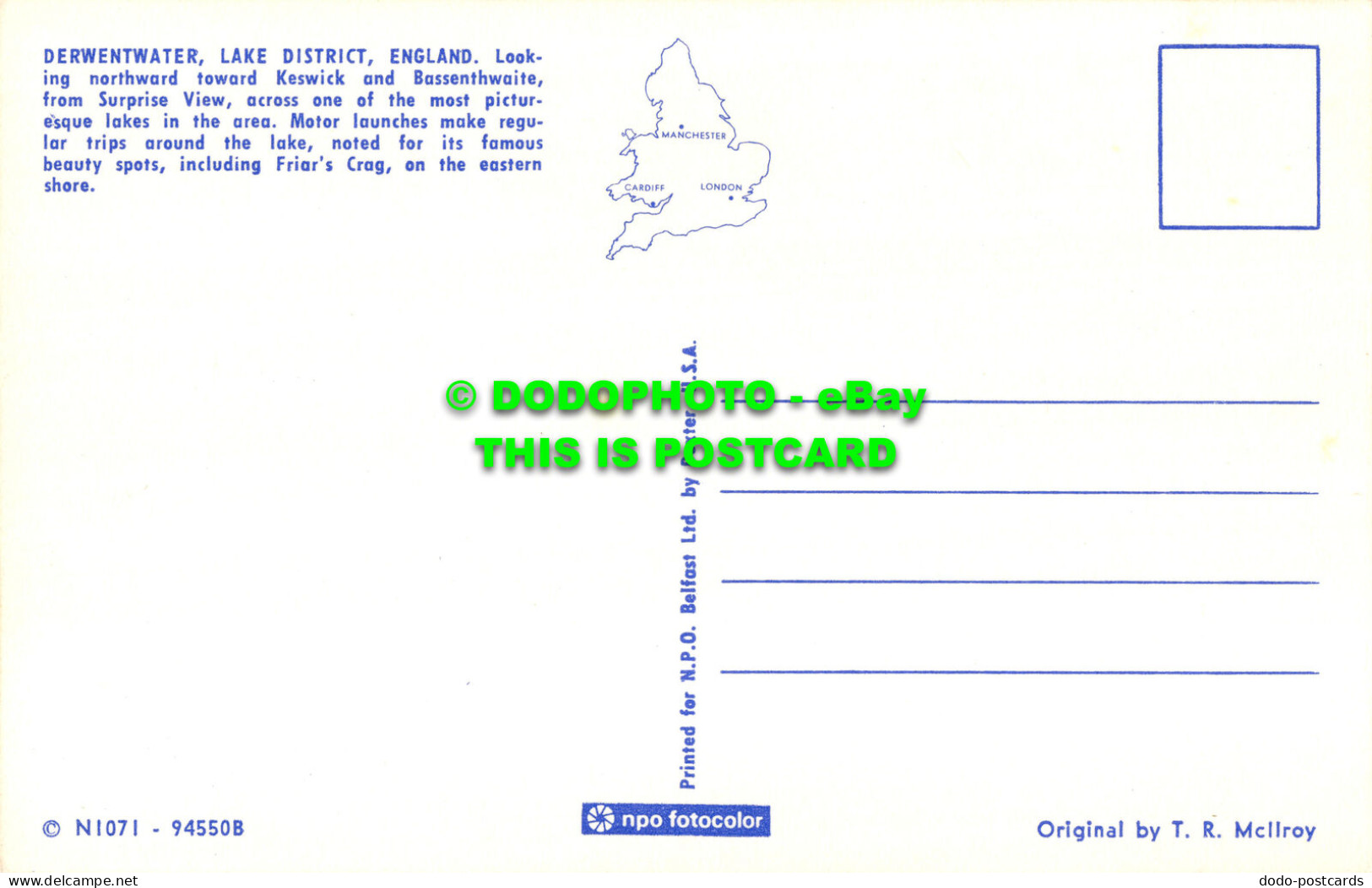 R521379 England. Derwentwater. Lake District. N. P. O. Dexter. T. R. Mcllroy - Monde