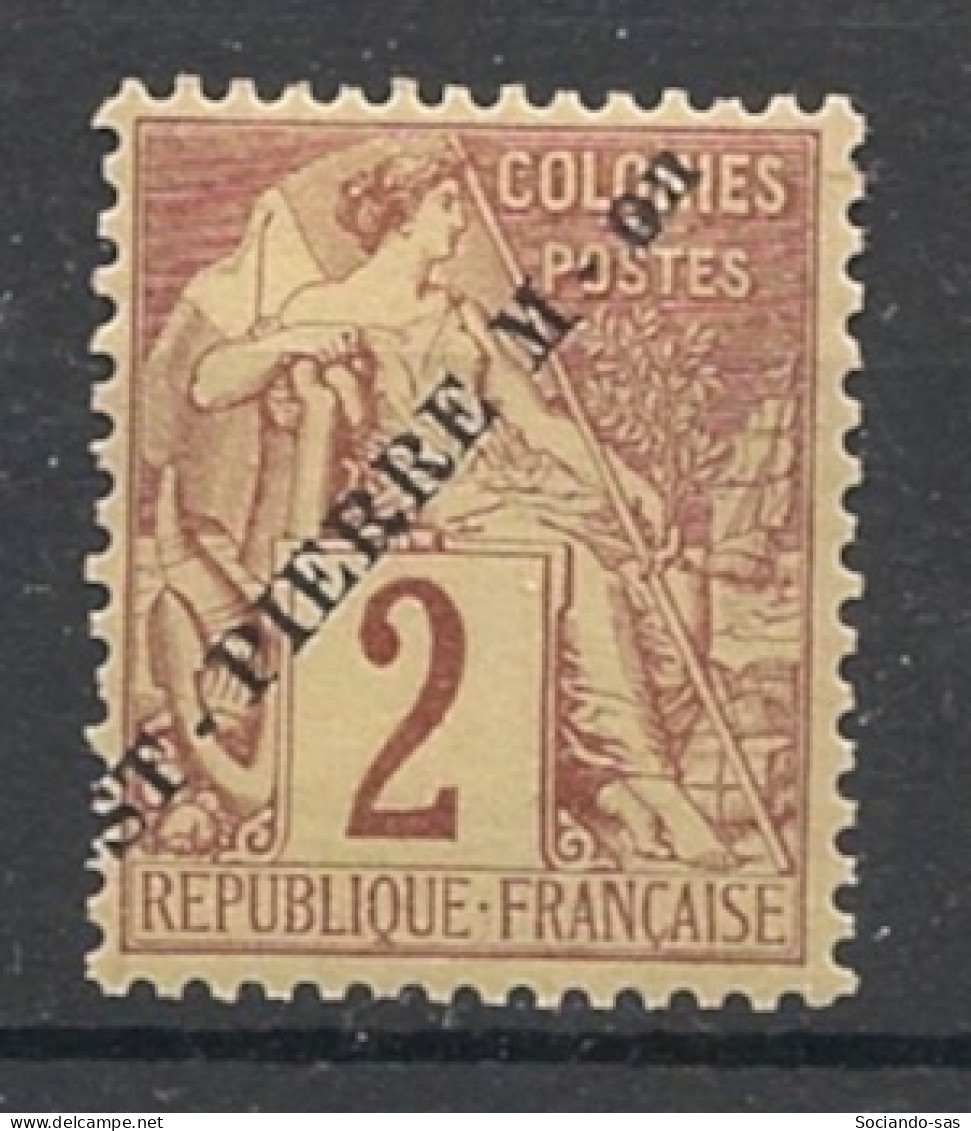 SPM - 1891 - N°YT. 19 - Type Alphée Dubois 2c Lilas-brun - Neuf * / MH VF - Nuevos