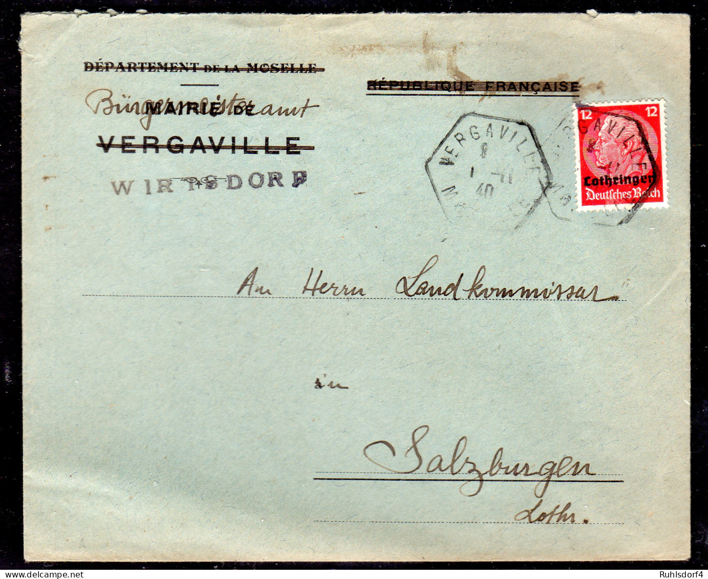 Lothringen Mit Altem Franz. Stempel Vergaville - Occupation 1938-45