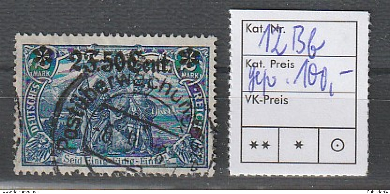 Dt. Bes. Etappe West: Nr. 12 In Variante Bb, Gestempelt, Geprüft - Ocupación 1914 – 18