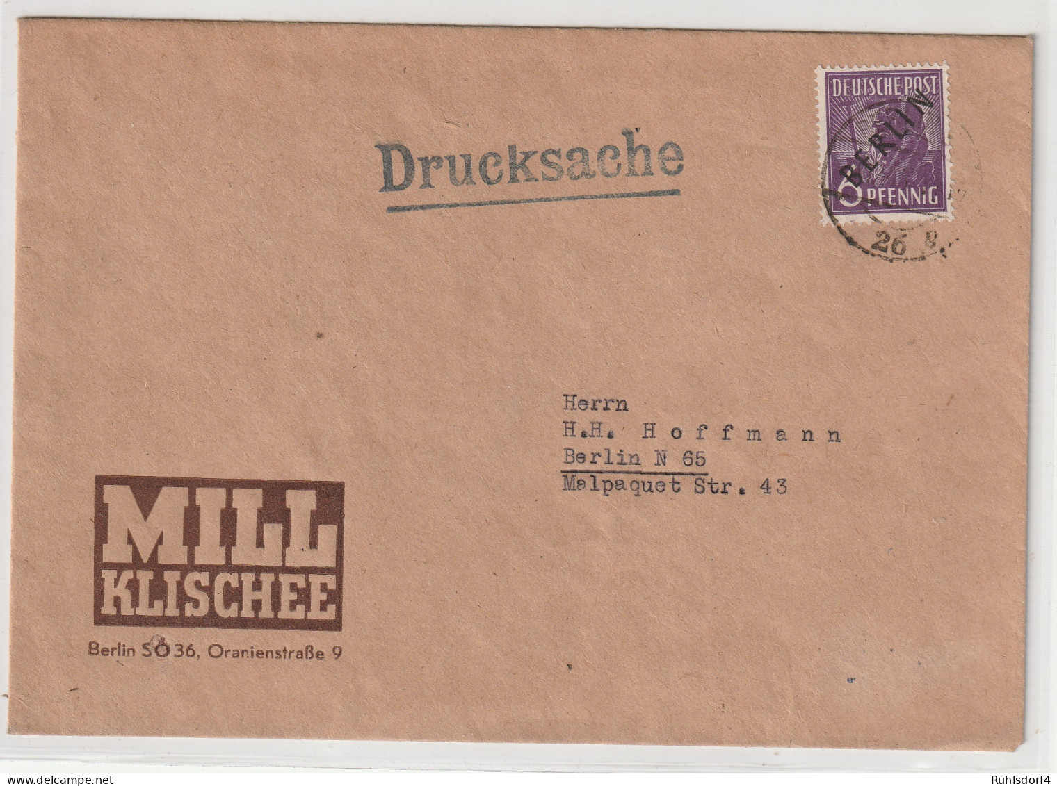 Berlin: Orts-Drucksache Mit EF 6 Pfg. Schwarzaufdruck - Lettres & Documents