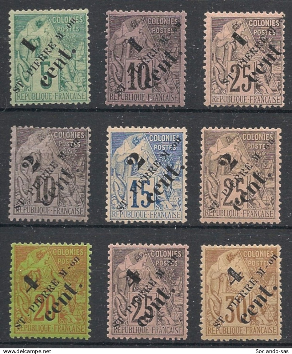 SPM - 1891-92 - N°YT. 35 à 43 - 9 Valeurs Alphée Dubois - Neuf * / MH VF - Unused Stamps