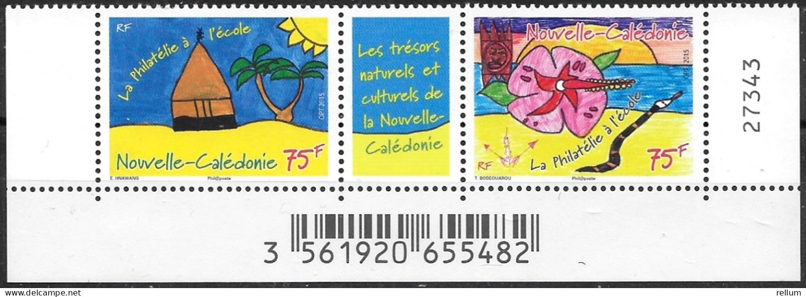 Nouvelle Calédonie 2015 - Yvert Et Tellier Nr. 1238/1239 Bande Avec Vignette Centrale - Michel Nr. 1671/1672 Str. ** - Unused Stamps