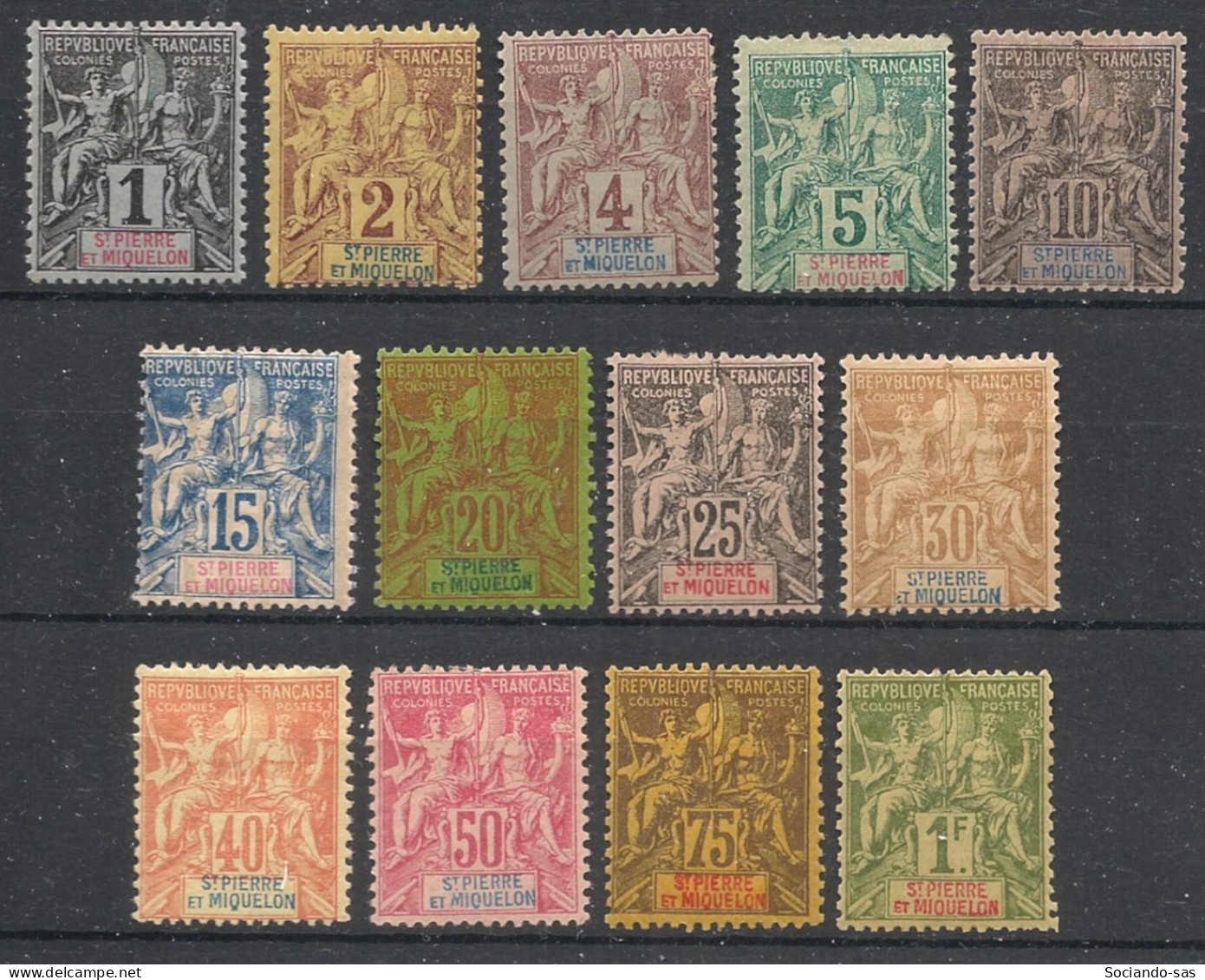 SPM - 1892 - N°YT. 59 à 71 - Type Groupe - Série Complète - Neuf * / MH VF - Nuevos