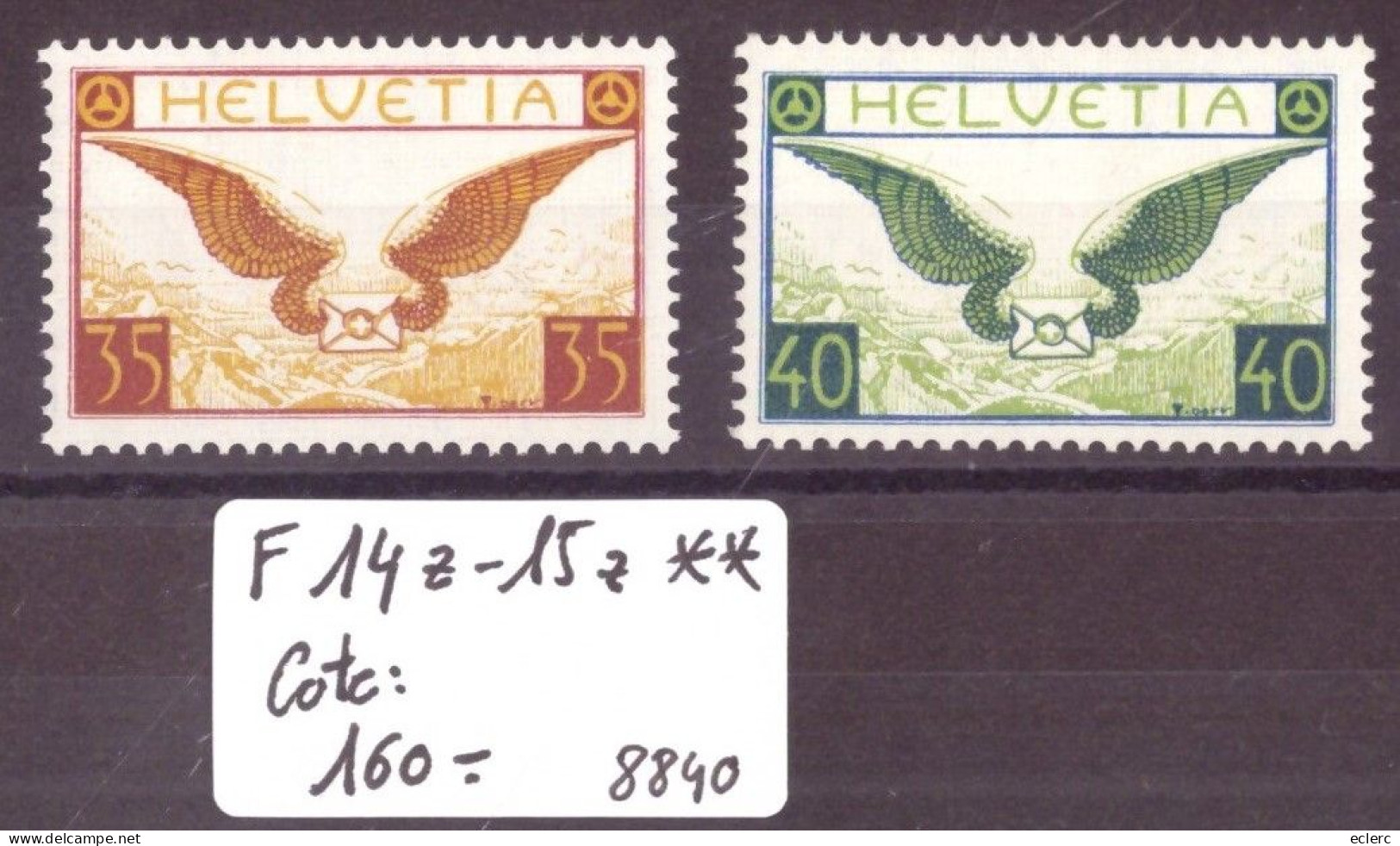 POSTE AERIENNE No F 14z-15z ** ( NEUF SANS CHARNIERE ) PAPIER GRILLE  - COTE: 160.- - Unused Stamps