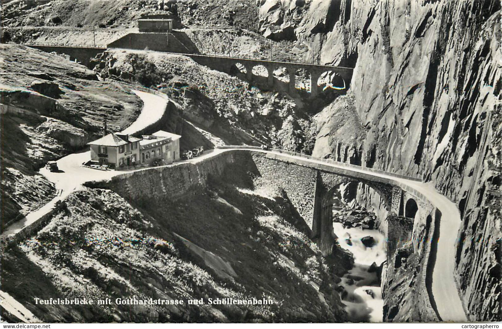 Postcard Switzerland Teufelsbrucke Mit Gotthardstrasse - Autres & Non Classés