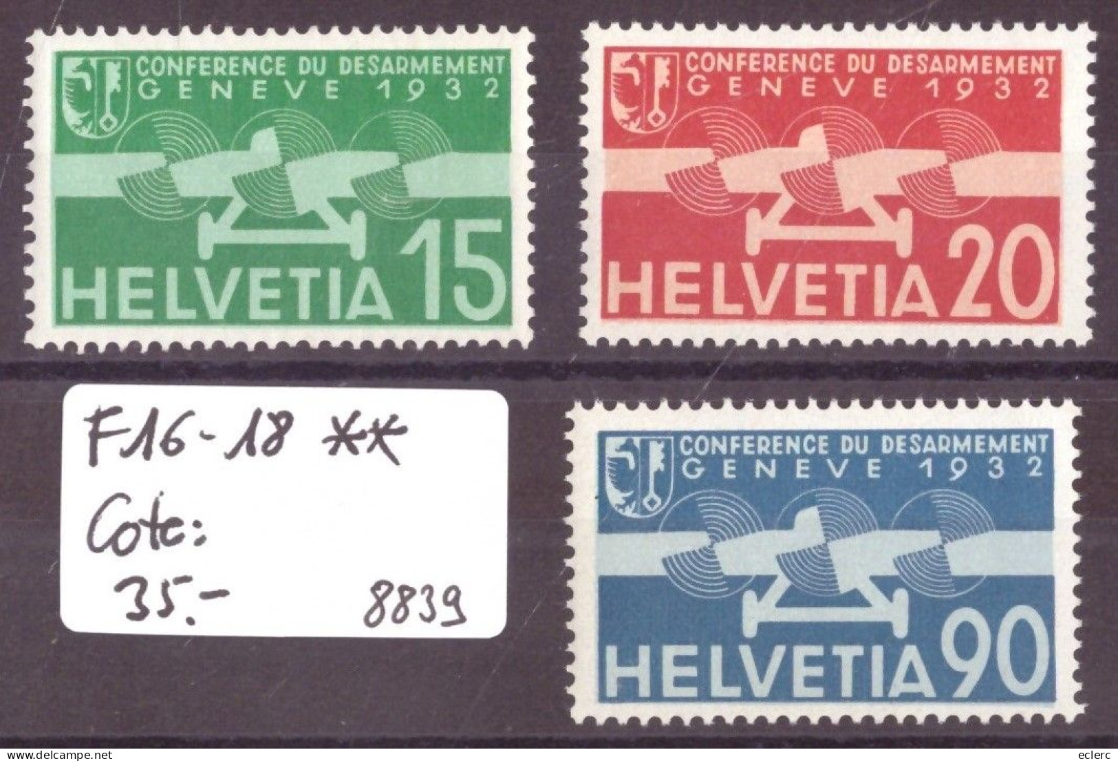 POSTE AERIENNE No F 16-18 ** ( NEUF SANS CHARNIERE )   - COTE: 35.- - Unused Stamps