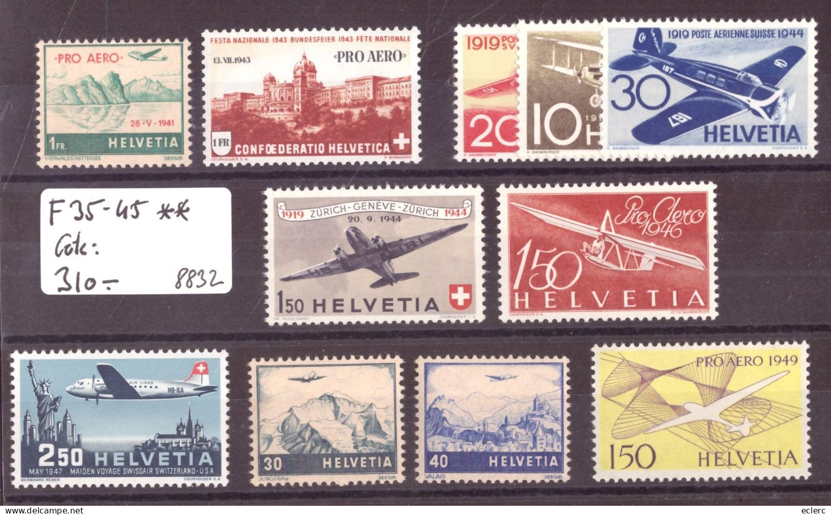 POSTE AERIENNE No F 35-45 ** ( NEUF SANS CHARNIERE ) - COTE: 310.- - Unused Stamps