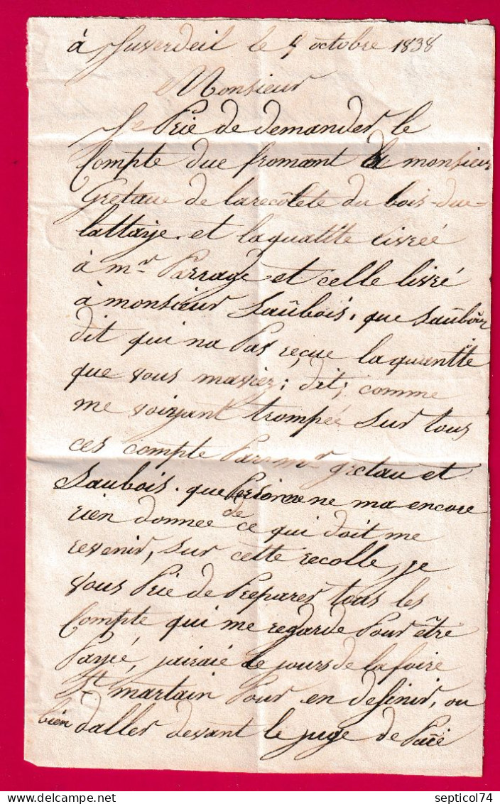 CAD TYPE 13 CHATEAUNEUF SUR SARTHE BOITE RURALE E JUVARDEIL MAINE ET LOIRE DECIME RURAL POUR ANGERS LETTRE - 1801-1848: Precursors XIX