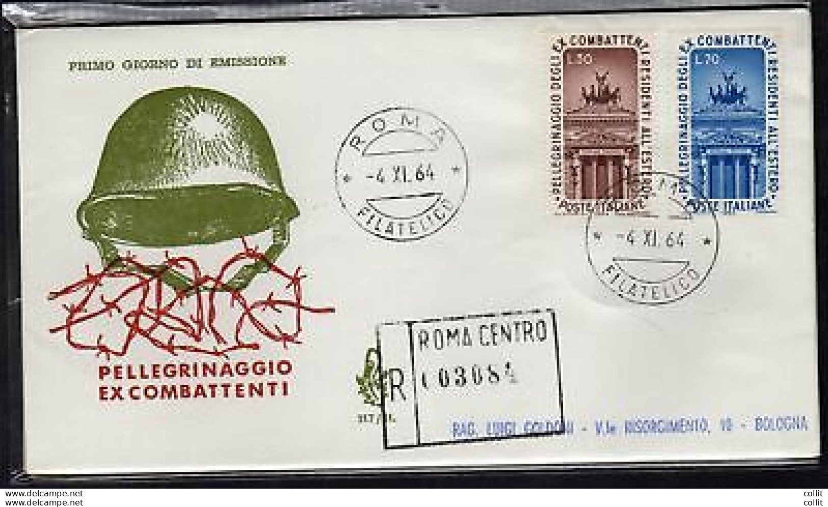 Italia FDC Venetia 1964 Ex Combattenti  Viaggiata Racc. Per L'Italia - FDC