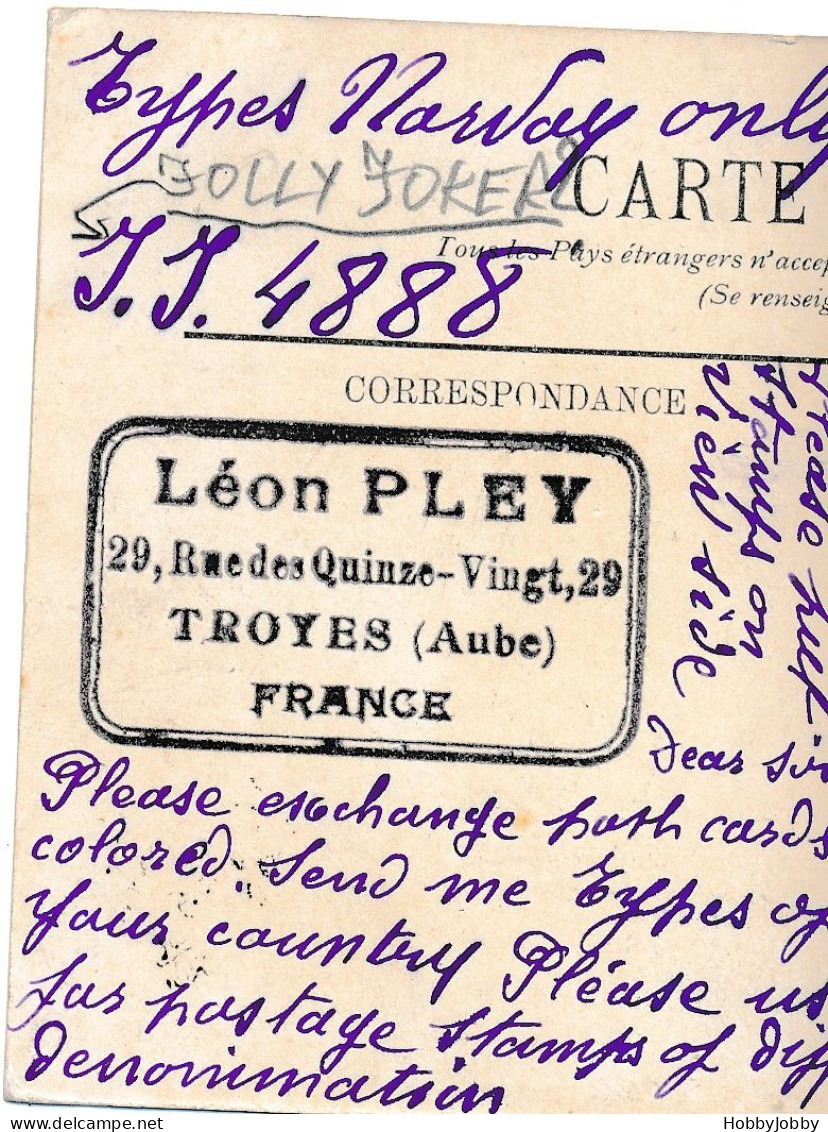 1 PostCard Member J.J.(Jolly Joker P.C-Exchange Society-USA!) Troyes -LL (!) +Notre Dame Paris 24-1-01 To Philocartiste! - Collector Fairs & Bourses